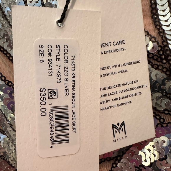 Milly Kristina Sequin Lace Skirt in Silver NWT - Picture 3 of 4